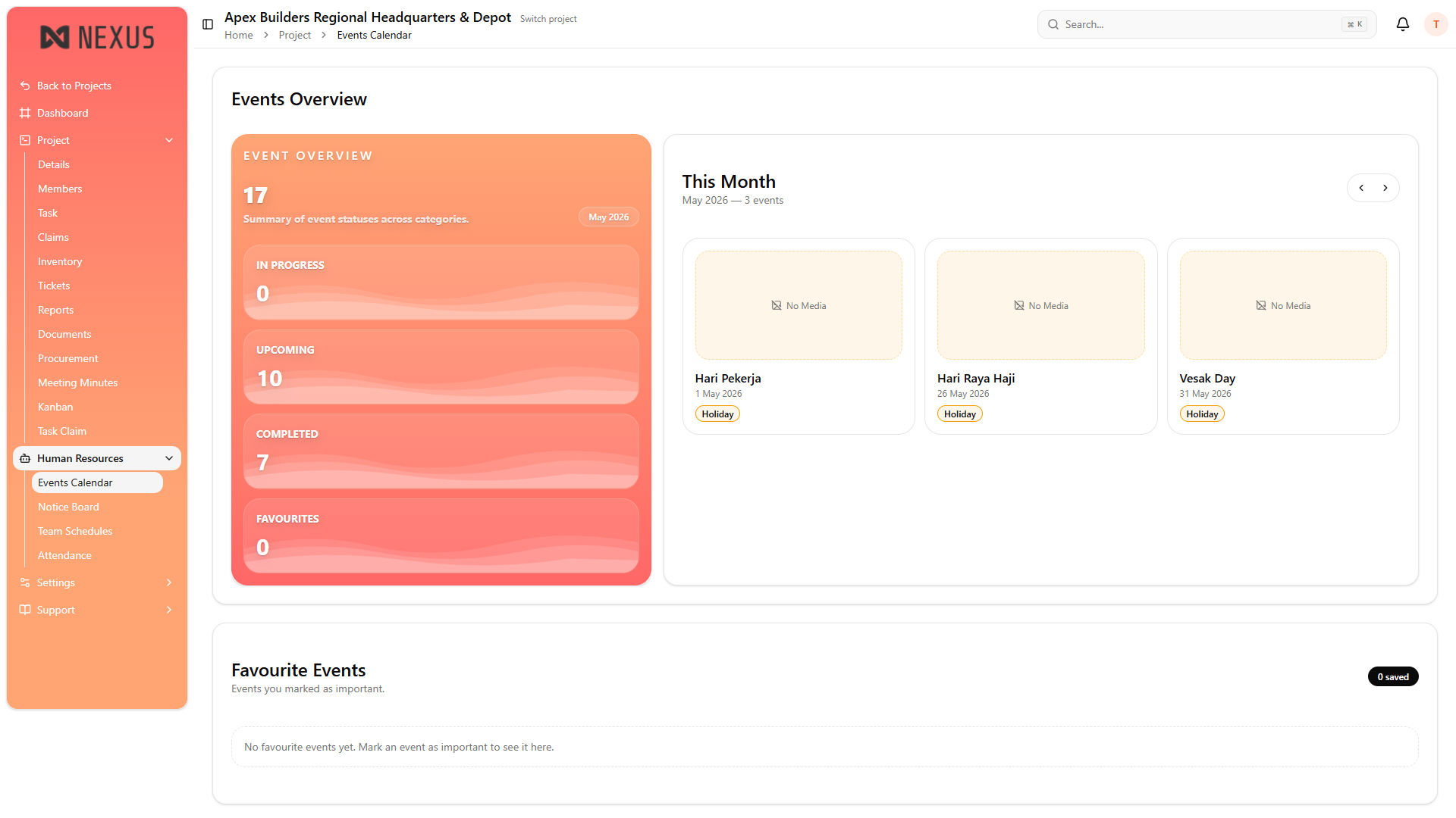 NexEvent screenshot — Nexus ICMMS Malaysia operations platform